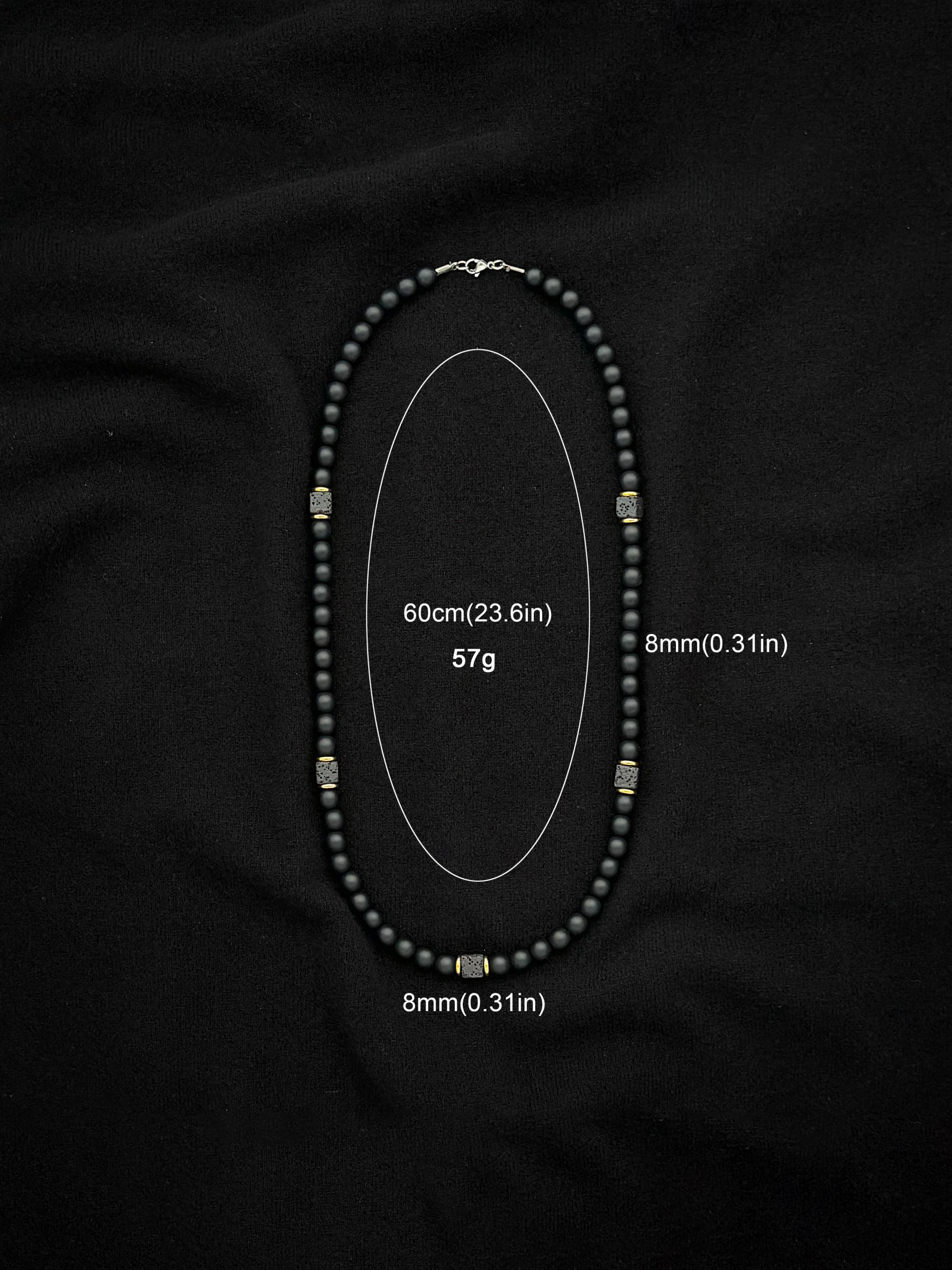 Men's Minimalist Stone Decor Necklace, Obsidian Necklace, Fashion Jewelry for Party, Daily Clothing Decor, Trendy All-match & Exquisite Jewelry for Birthday Gift