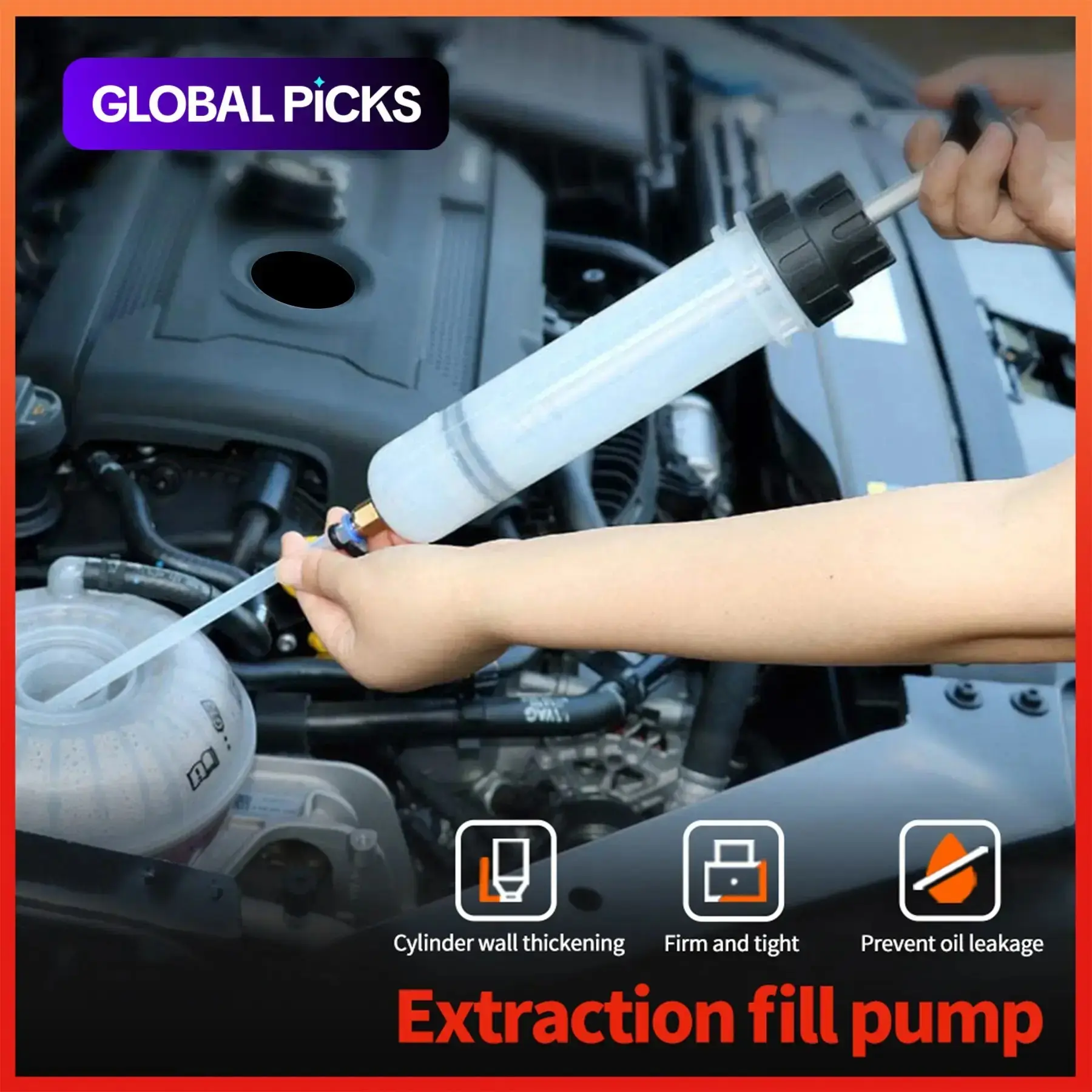 Manual Oil Pump Syringe, Dual-Use Engine Oil Injector and Extractor, Automotive Repair Tool, Hand-Pump for Motor Oil Transfer