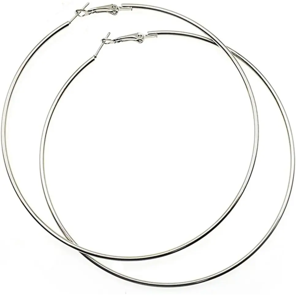 Big Hoop Earrings for Women Men - 10cm Lightweight Geometric Thin Circle Earrings, Nickel-Free Statement Ear