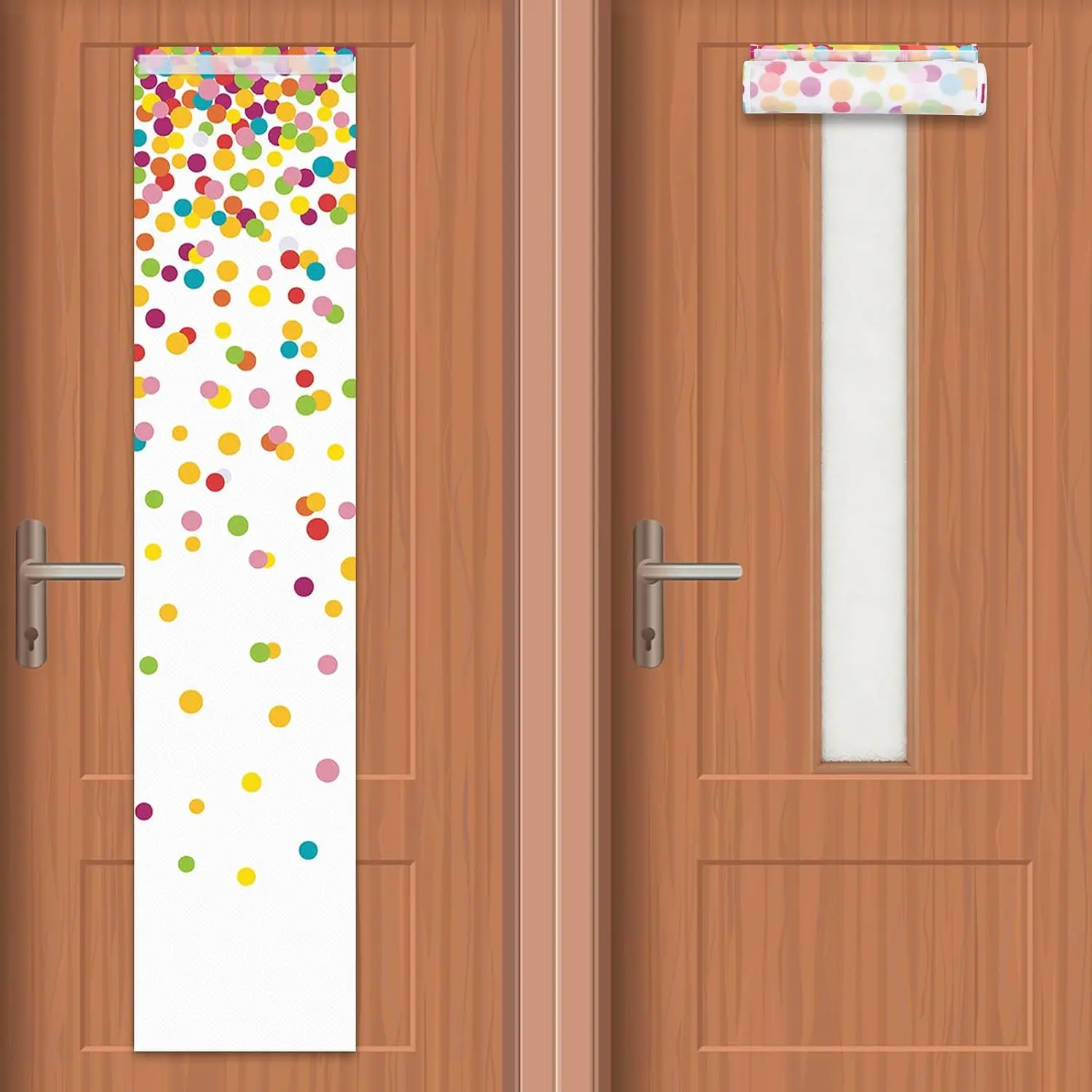 2 count Colorful Classroom Curtains for Door Window Decor, Colorful Polka Dots Classroom Blackout Door Window Cover Lockdown for Office  Primary School Teachers 8.7 X 40inches