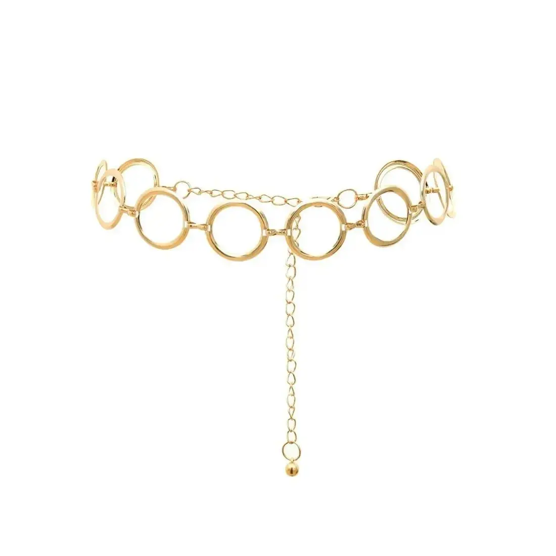 Waist Chain Circle, Gold Chain Belt Dangle Big Circles All Seasons Wear 109Cm Alloy Waist Chain Women Chic Body Jewelry Adjustable Waist Chain
