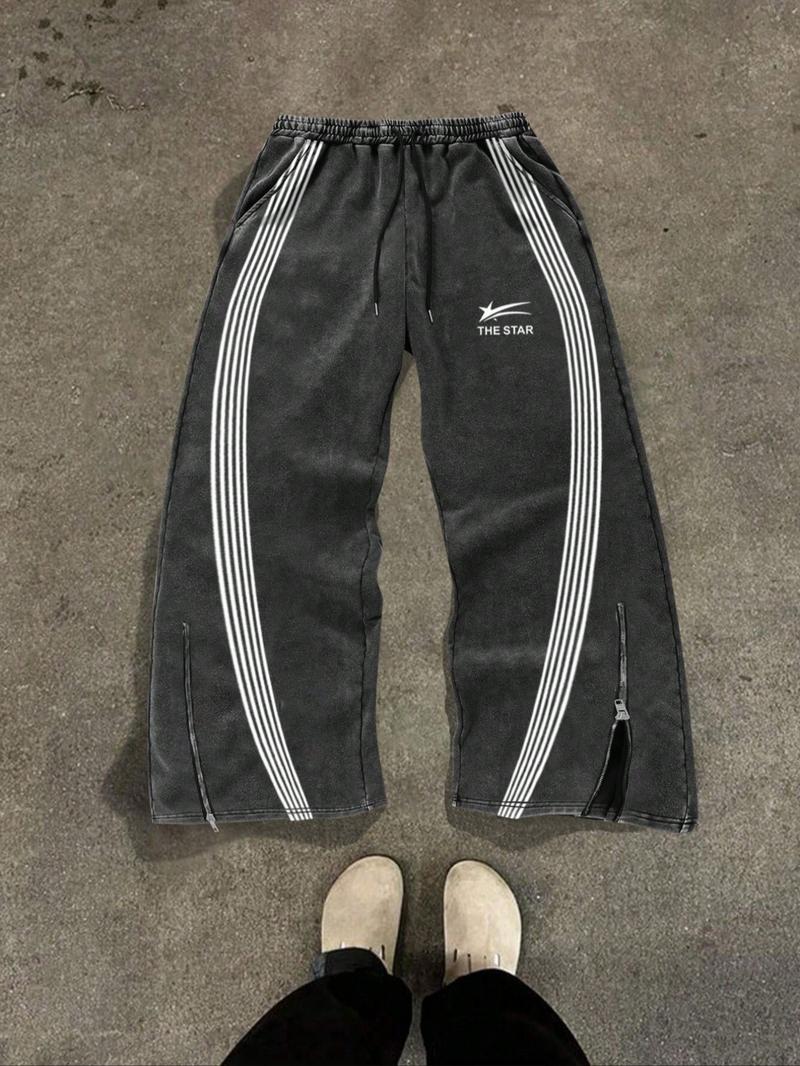 Men's Zipper Decorate Pants, Regular Fit Casual Street Comfy Pants for Spring & Fall, Men's Trousers for Daily Wear, Menswear