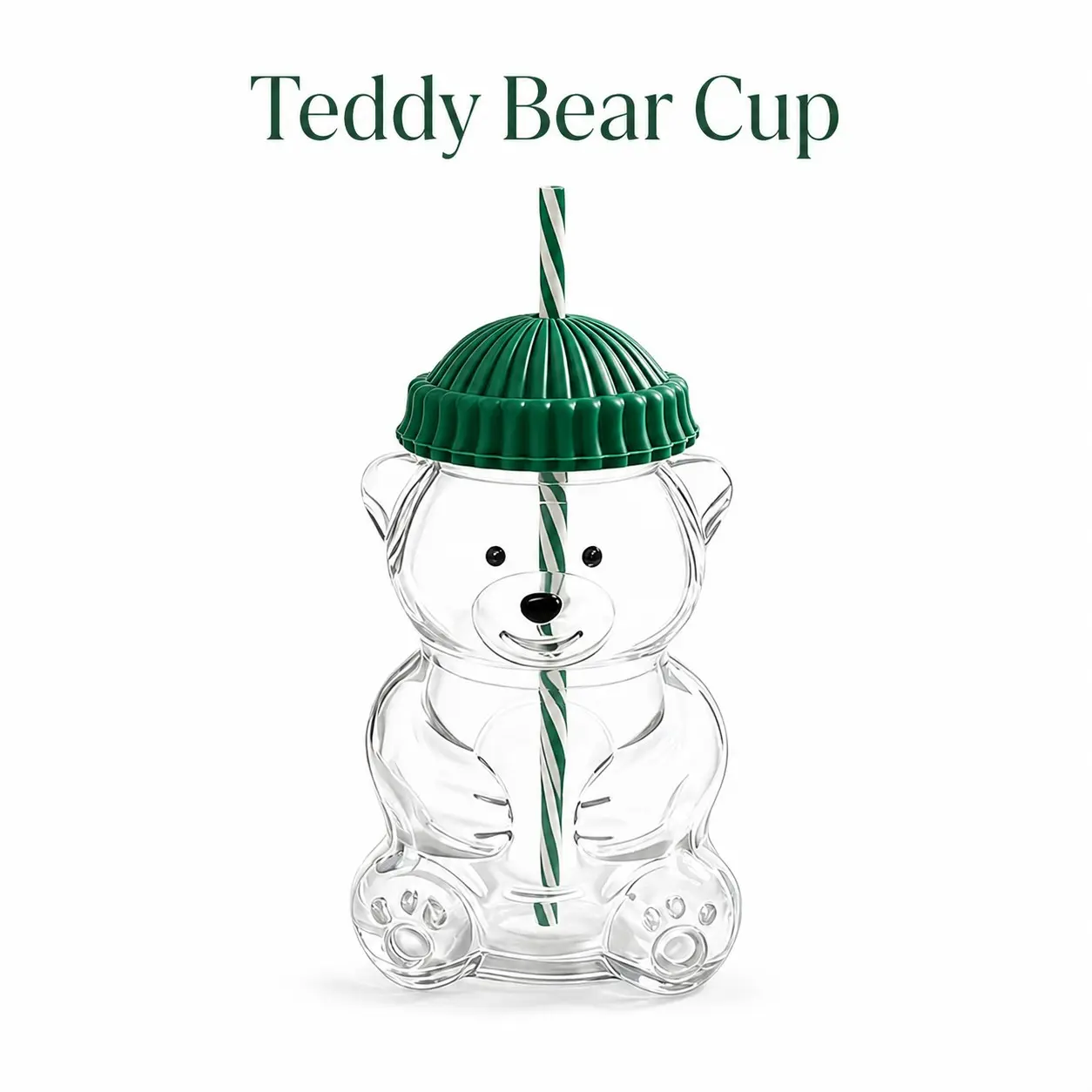 Cute Teddy Bear Glass Straw Cup, Large Capacity Cartoon Coffee Water Cup, Summer Cold Drink Special Glass Cup, Fun and Practical Design