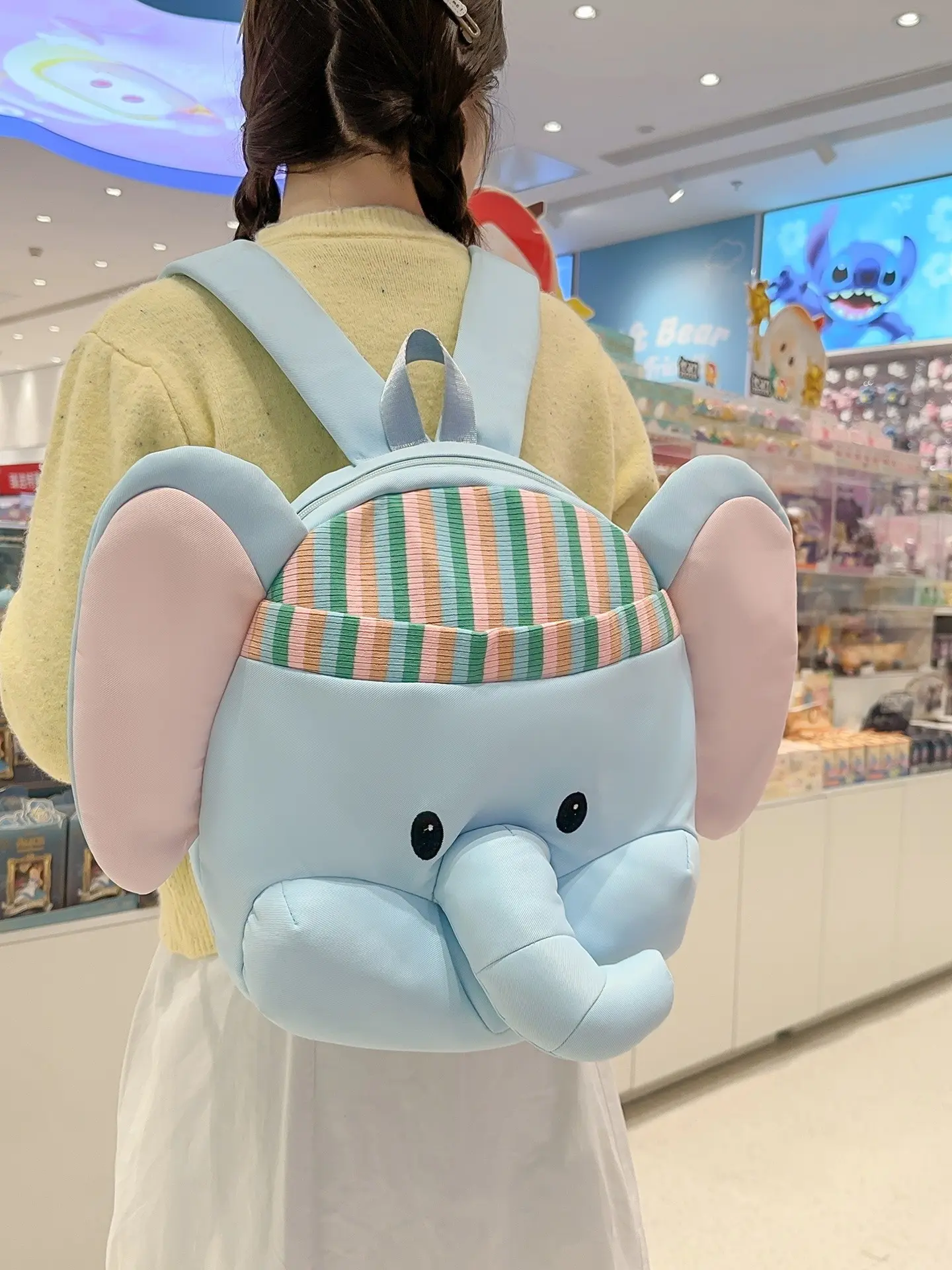 New Cute Elephant Commuter Trendy Kawaii Backpack, Large Capacity Dual Shoulder Bag, Cartoon Animal Design, Birthday Gift for Women, Teen Fashion Bag