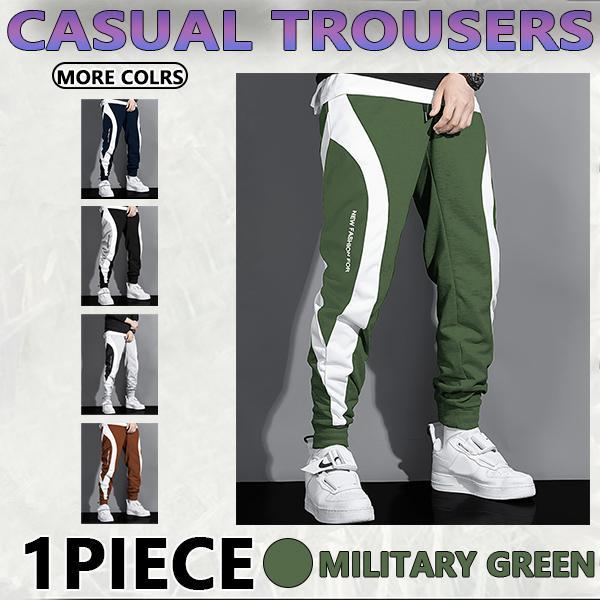 Men's Regular Fit  Splicing color Drawstring Waist Sweatpants, Casual Pocket Design Pants for Fall & Winter, fall outfit Men's Trousers for Daily Wear