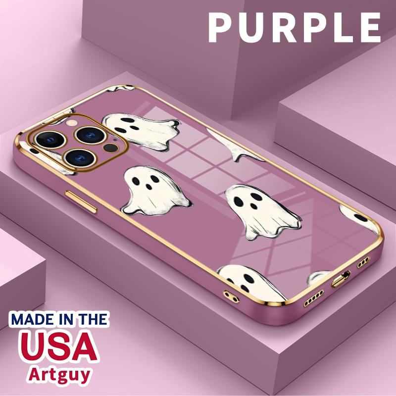 Ghostly Pattern Pattern Phone Case for iPhone 16 15 14 Pro Max 13 12 11 XR XS Plus Electroplated Four-corner Shockproof Non Slip Military-Grade Protection Silicone Cover