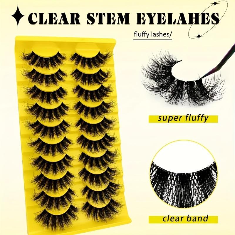 Transparent Thick Soft Synthetic False Eyelashes, Thick Curly Comfortable Versatile Fake Lashes, Perfect for All Seasons, Easy Application
