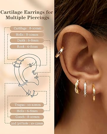 YADOCA 4Pairs Small Gold Hoop Earrings for Women Trendy 14K Plated Gold Huggie Earrings Hypoallergenic Surgical Steel Cartilage Earring Stacks Cute Dainty Huggie Hoops Earring Sets for Multiple Piercing