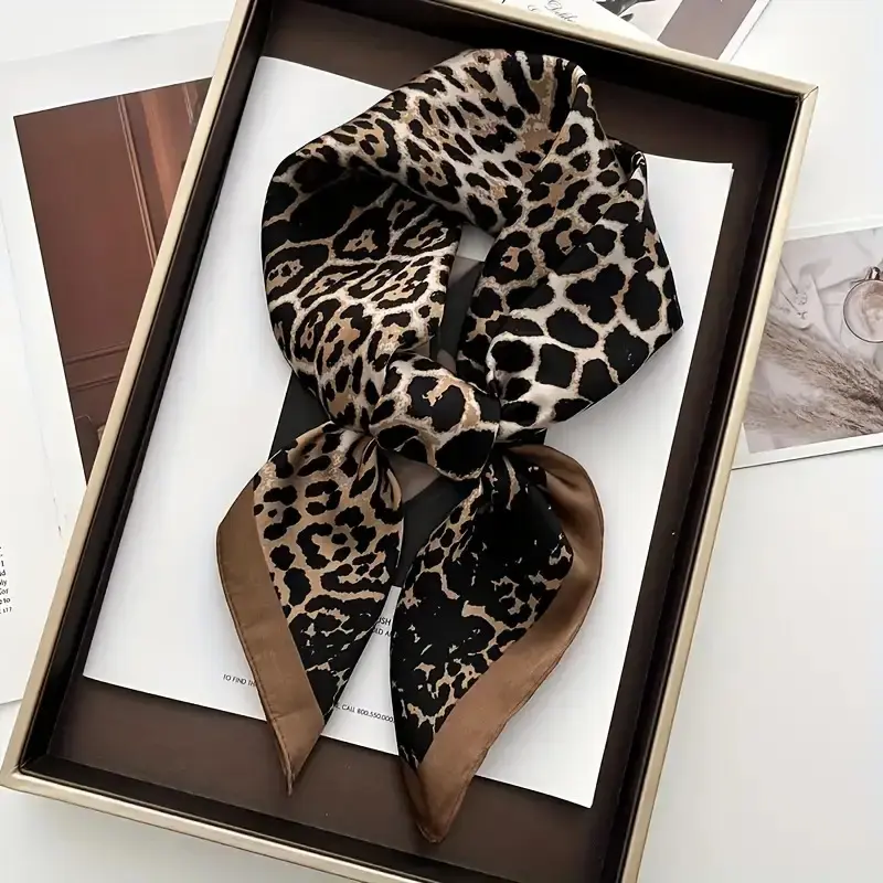 Women's Vintage Silk Satin Square Shape Female Scarf - Lightweight, Breathable for Outing Wear