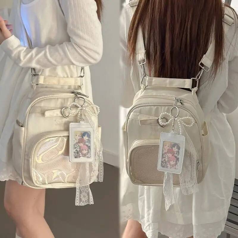 Y2K New Women Cute Ita Backpacks Lolita Girl Transparent Bag Fashion Shoulder Crossbody Bag Large Capacity DIY Display Knapsacks