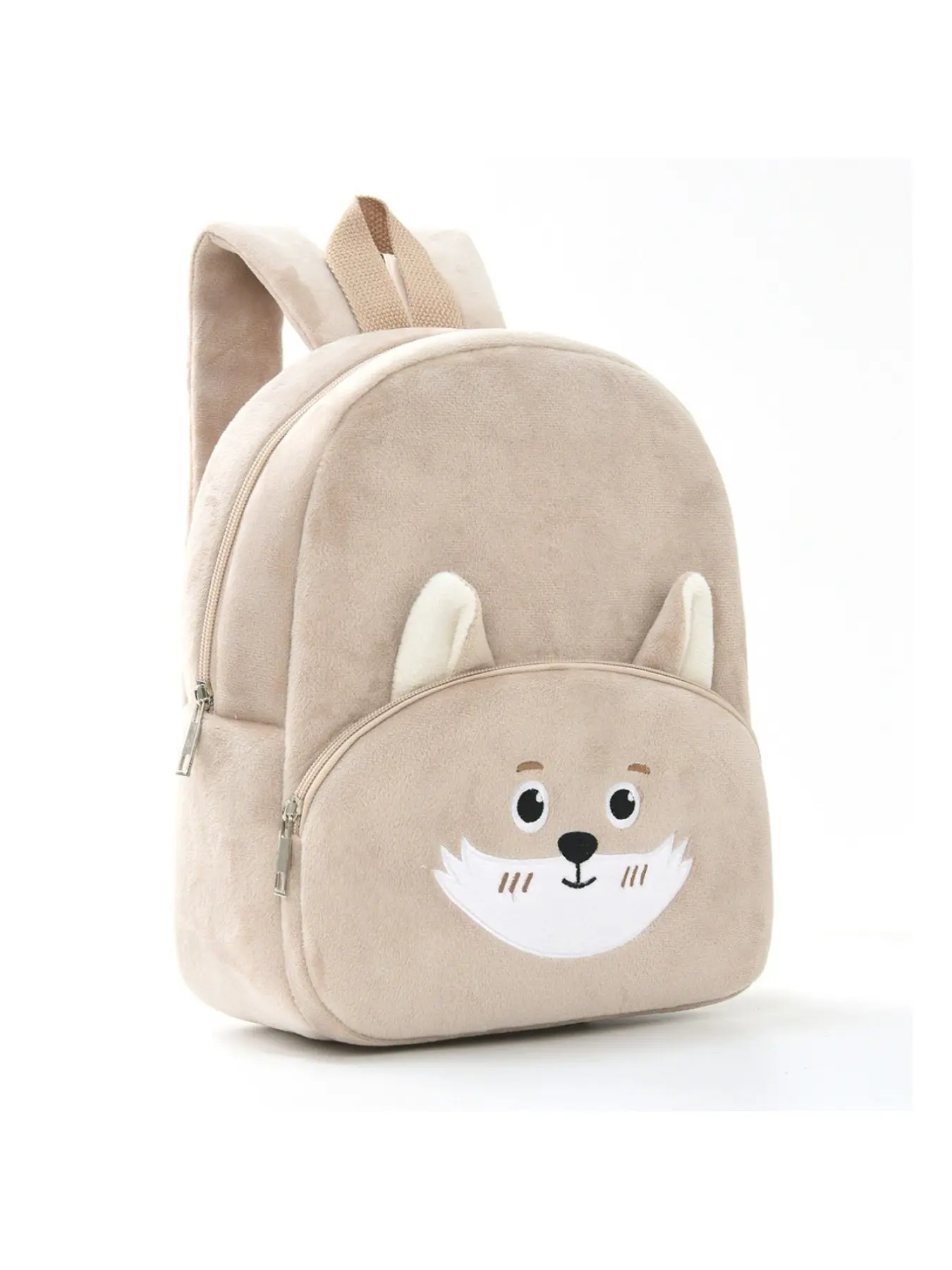2026 New Plush Fox Children Backpack, Cute Cartoon School Bag for Kindergarten, Casual Flax Fabric Shoulder Bag for All Seasons