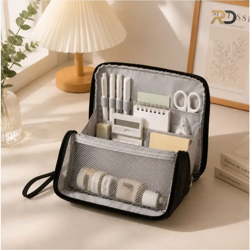 Multi-layer Planner Tool Storage Bag, Gentle and Simple Style, Portable with Zipper Seal, Travel-friendly Washi Tape Storage Pouch