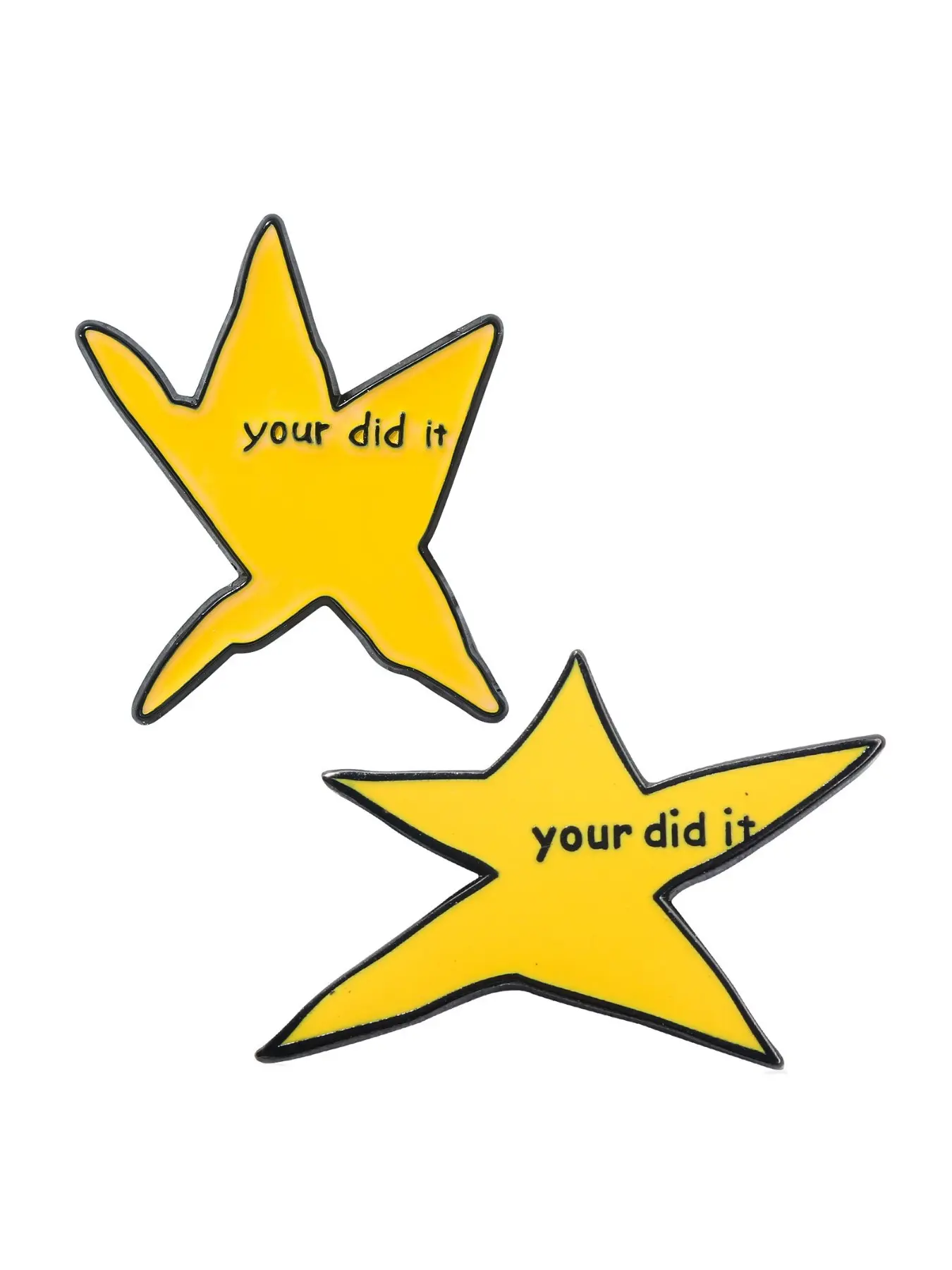 "Your Did It" Star Enamel Pin Set (2PCS) - Hilarious Motivational Lapel Pin, Cute Yellow Star Brooch Pins for Backpacks & Denim, Unique Graduation & Appreciation Gifts for Friends, Coworkers, Students