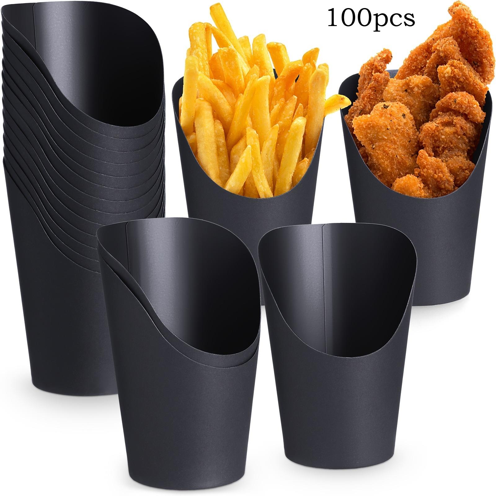 For Banquets, Holidays & Birthday Parties, Portable Handheld Snack Serving Solution, 100 Pack 14oz Black Deli Paper Cones, Ideal for French Fries, Waffle Cones & Snacks, Effortlessly Create Upscale Party Vibe, Disposable Party & Event Supplies