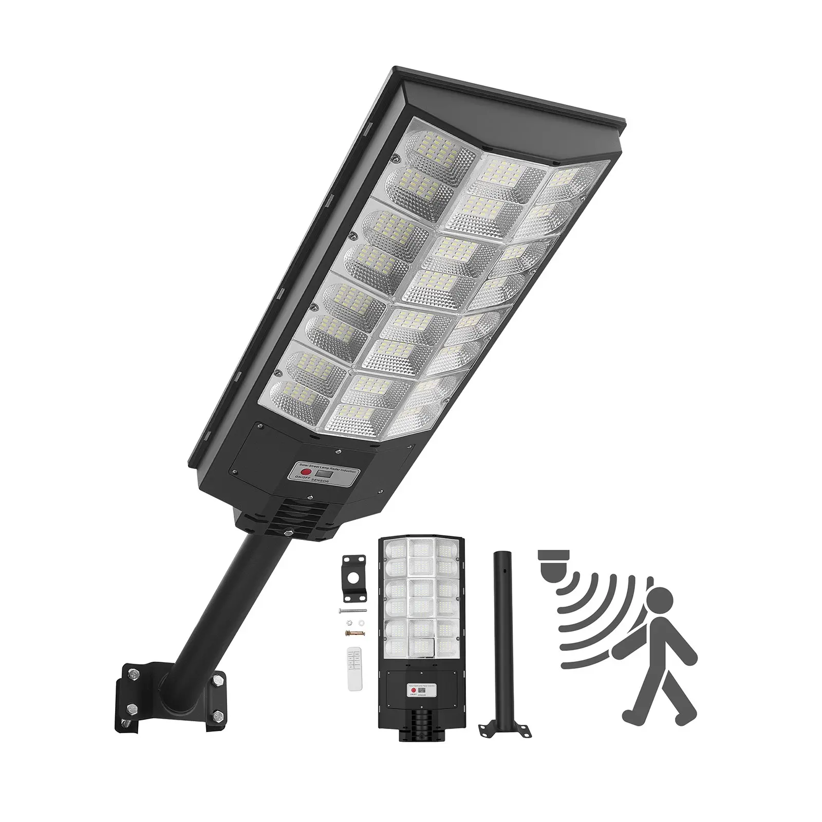 ToolUpgrade VEVOR 8000W Automatic Solar Street Light (1-Piece Set), 450000LM Commercial Look LED Flood Lamp, Dusk-to-Dawn Motion Sensor, IP65 Waterproof, for Parking Lot Users, Solar Lights Outdoor Outdoor Lighting