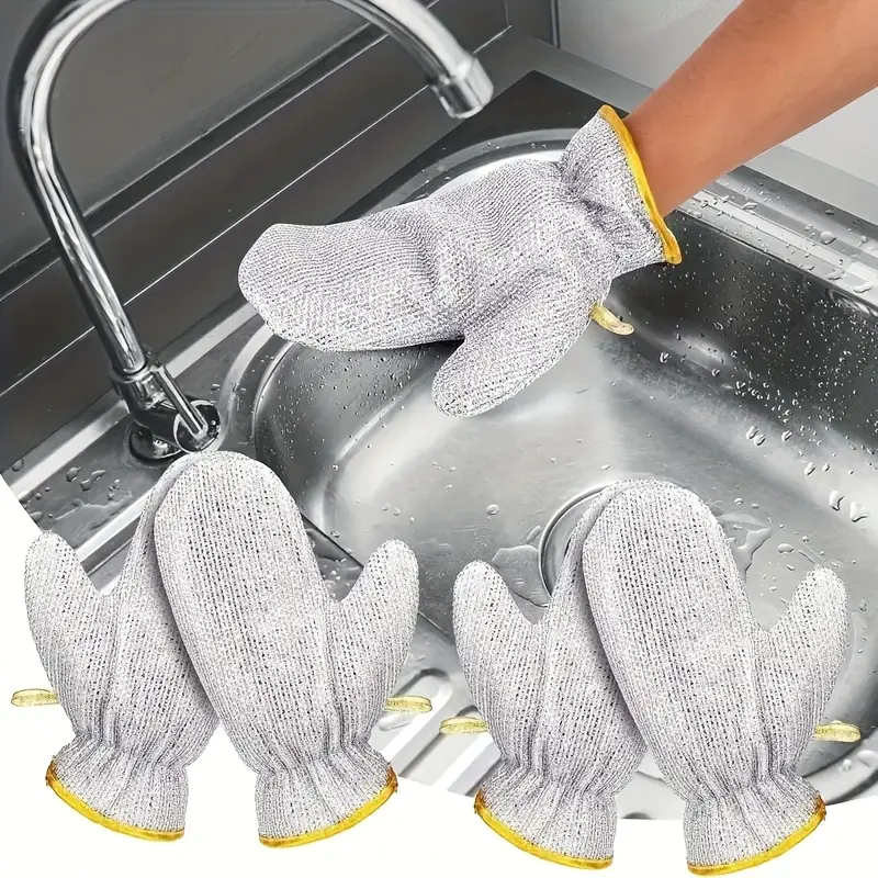 3pcs of Steel Wire Dishwashing Gloves, Anti-Slip, Lightweight, Durable, Suitable for Kitchen, Bathroom, Toilet And Outdoor Cleaning