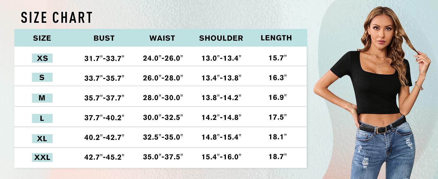 Short Sleeve Square Neck Crop Tops for Women Basic Slim Fit Cropped T-Shirt