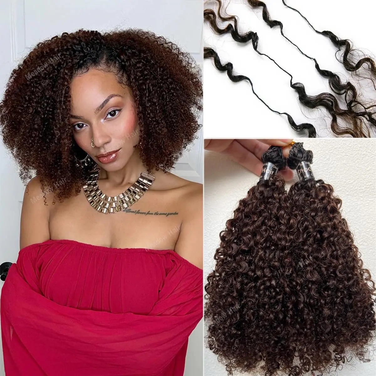Knotless Pre Separated Human  Crochet Extensions for Braids Afro Kinky Curly Brazilian Virgin    Boho Twist Braiding  for Black Women 14inch 60g