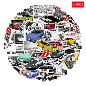 54 Pieces Initial D Anime Character Waterproof Stickers, Car Water Bottle Luggage Phone Laptop Decals, Fun Decorative Stickers