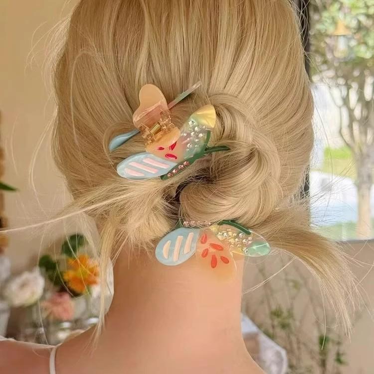 2 pcs New Butterfly Hair Clip Premium Acetate Updo Accessory |   Korean-Style Fashion Hair Clip for Women