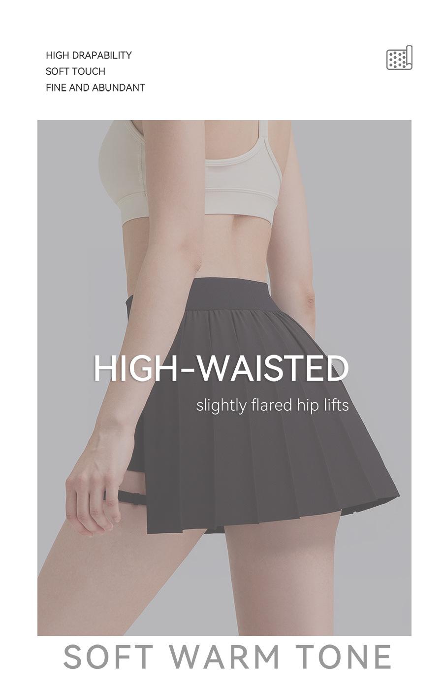 Breezeful High Waisted Pleated 2-in-1 Side & Pocket Asymmetric Hem Quick Dry Mini Dance Skirt Anti glare women's yoga clothes pleated skirt sports short skirt suitable for outdoor running tennis skirt,Daily outfit-02