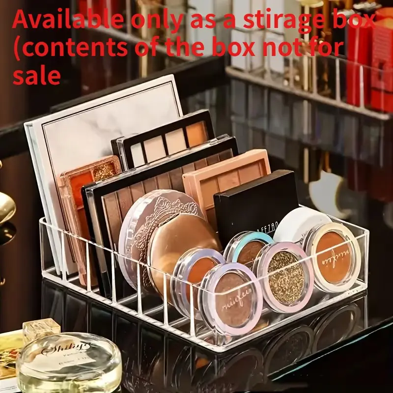 1pc 7 Grid Storage Box, Transparent Plastic Makeup Rack, Lipstick Eyeshadow Holder, Eyeshadow Tray Organizer, Essential Home Item