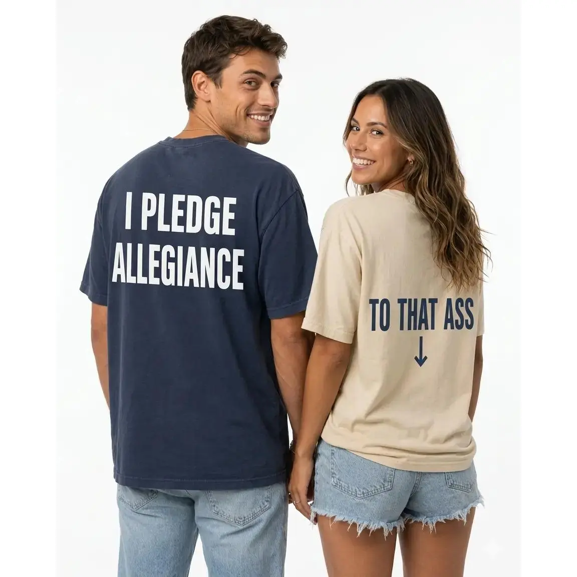 The Funniest  Couple Shirts , I Pledge Allegiance To That As*, Sold Separetely, Adult Humor Gift, Funny  Shirt for Couple, Sarcastic Patriotic Couple, USA Flag
