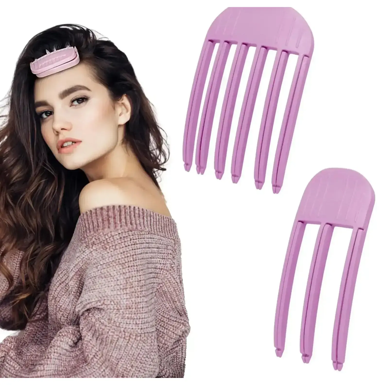 2PCS Root Lifting Hair Volume Clips, No-Crease Fluffy Bang Styling Clips, Lightweight Easy Use Hair Tools for All Hair Types Daily Hairstyling