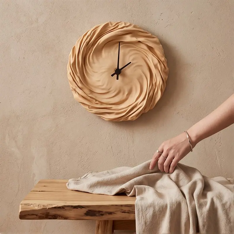 Elegant Minimalist Pleated Wall Clock, Nordic Art Wall Decor, Living Room Bedroom Timepiece, Stylish Home Decoration