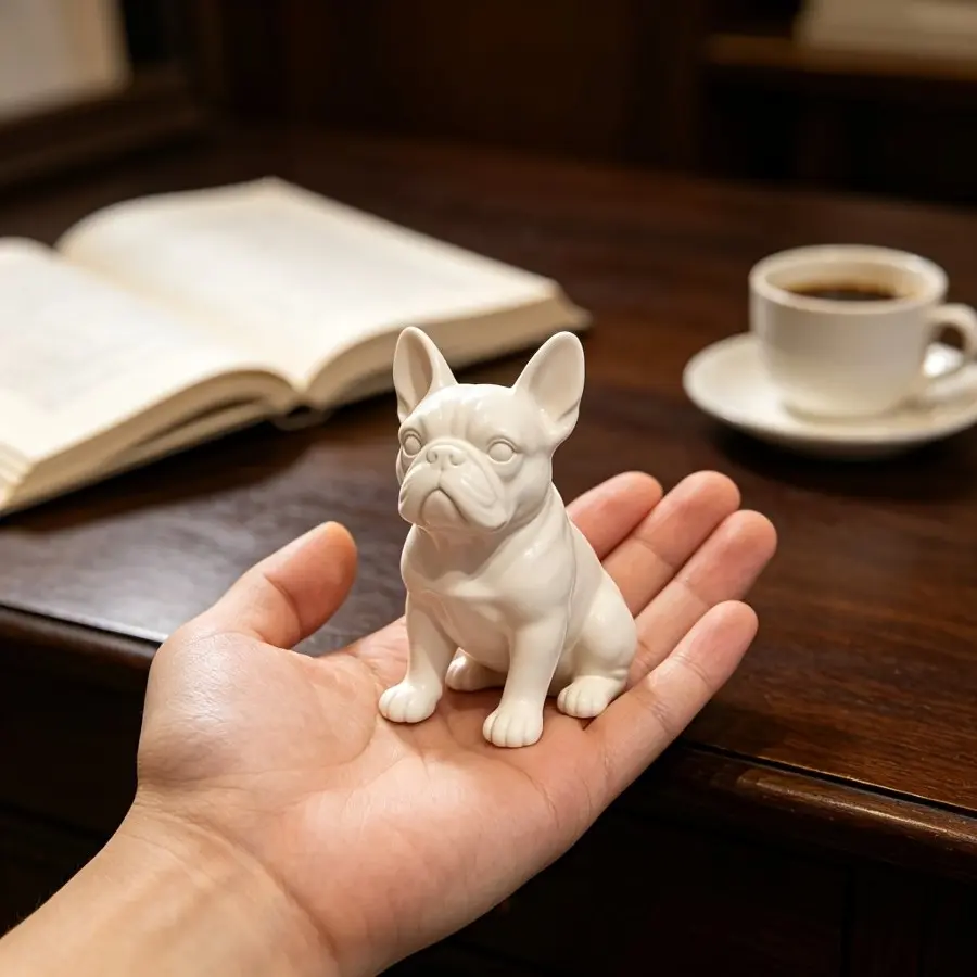 3D Printed French Bulldog Desktop Ornament Statue, Tabletop Decor, Ideal Gift for Pet Lovers, Home Decor for Living Room, Bedroom, Office, Holiday Decoration
