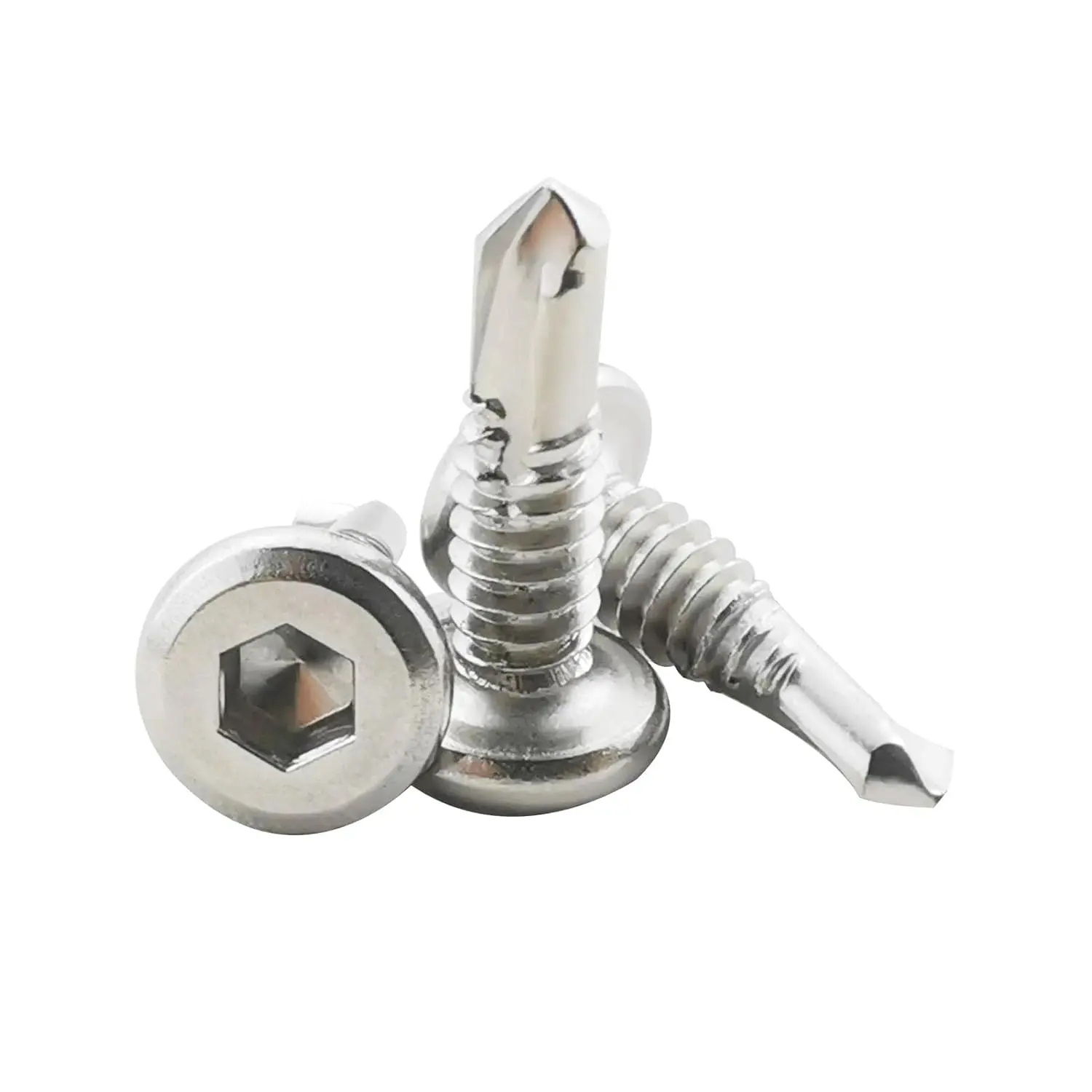 60 count #12 x 3/4" Hex Socket Self Tapping Screws, 410 Stainless Steel Sheet Metal Flat  Drilling Screw Self-Tapping Screws High-Strength  Sheet Metal Screws (5/8" to /4" )