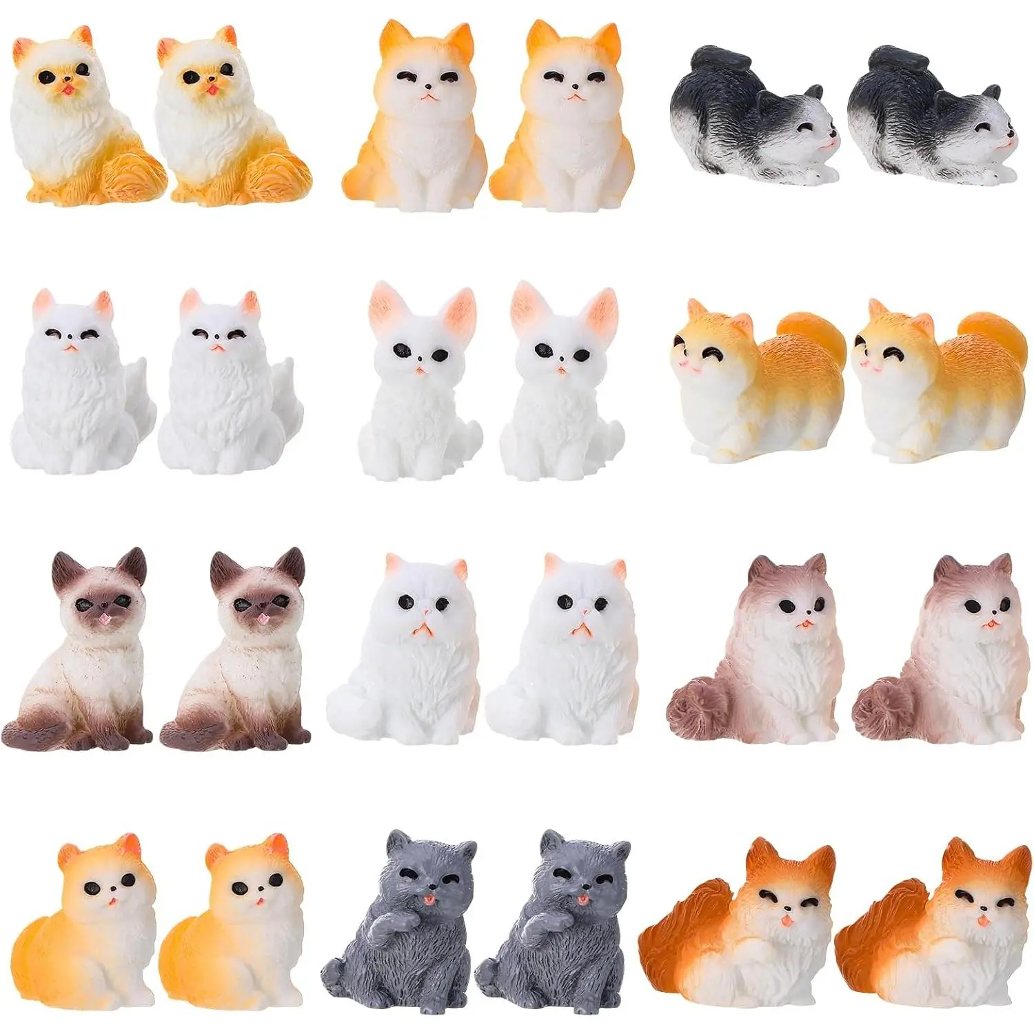 Mini   Figurines 24 count, Cute Realistic    Statues, Hand-Painted Miniature  Figures for Cake Toppers    Desk Wedding Decor