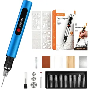Cordless Engraving Pen with LCD Display & Anti-Slip Grip,31 Bits & 5 Speeds, Electric Engraving Tool Kit for  Materials,Gifts for Artists, DIYers, Beginner, Blue