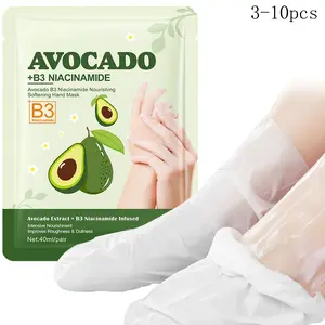 Avocado and Niacinamide Moisturizing Hand and Foot Mask, 3-10pcs, Vitamin B, fits hands and feet, smooths skin, reduces dryness and cracking, moisturizes hands and feet.