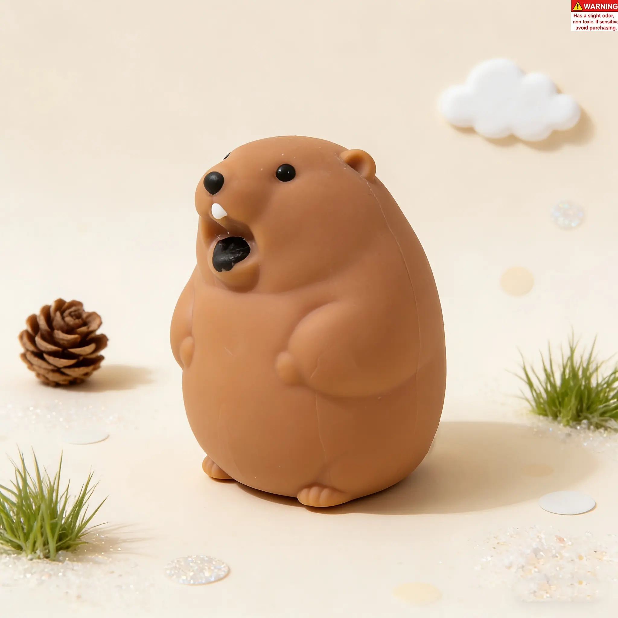 Cute Groundhog Squishy Stress Release Squeeze Toy, Mini Finger Fidget Squishy for Office Use, Soft Slow Rebound Squishy Helps Calm Stress and Work Tension, Pocket-Sized Desk Toy Relieves Boredom for Adults