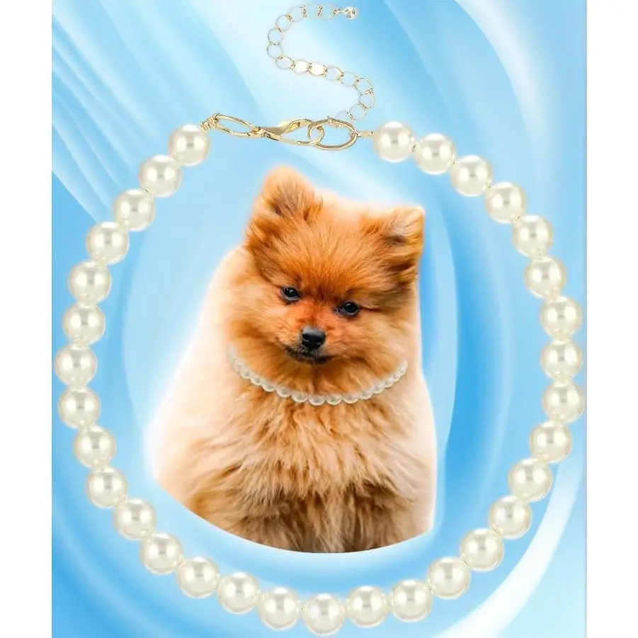 23" Pearl Beaded Dog Collar - Beading Charm Decorative Pet Jewelry Accessory for DIY Pet Accessory Craft Projects