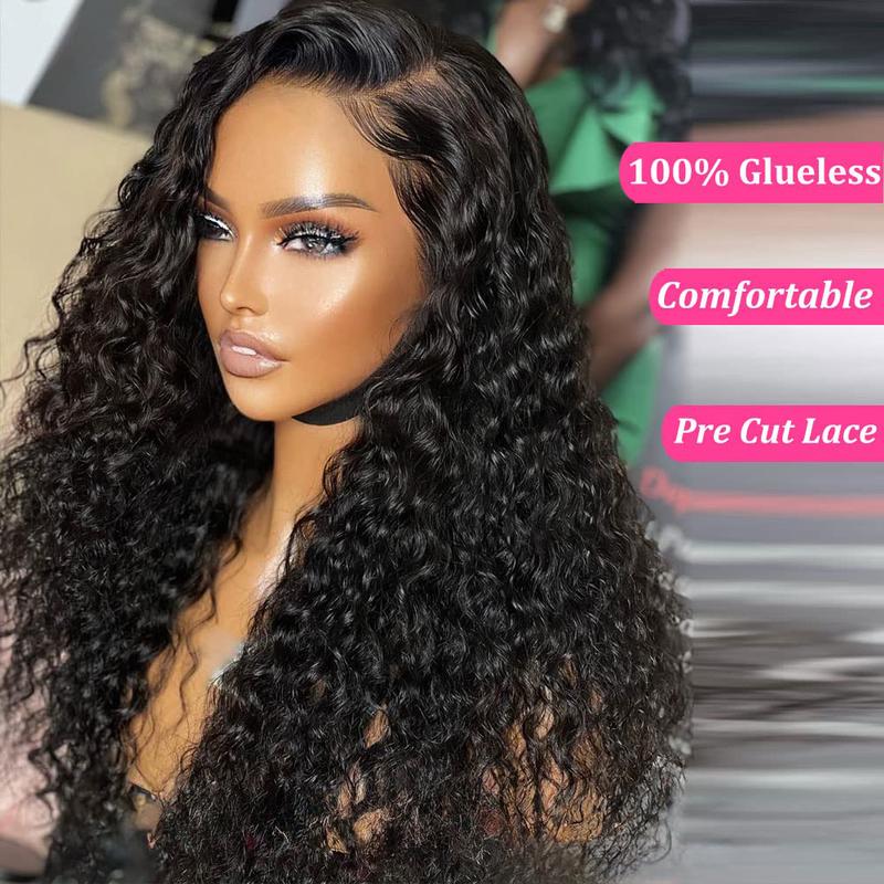 [New In] Bling Hair 13x6 13x4 Glueless Wigs Deep Wave With Drawstring Pre Cut 13x6 13x4 Transparent Lace Frontal Human Hair Wig For Women 180% Density Beginner Friendly