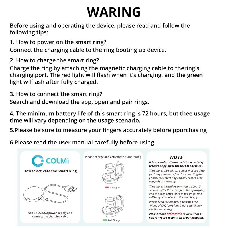 COLMI  R10 Smart Ring, Unisex Fitness Tracker,5ATM Waterproof, Bluetooth-compatible Connected, Distance & Step Counter, Stylish Design