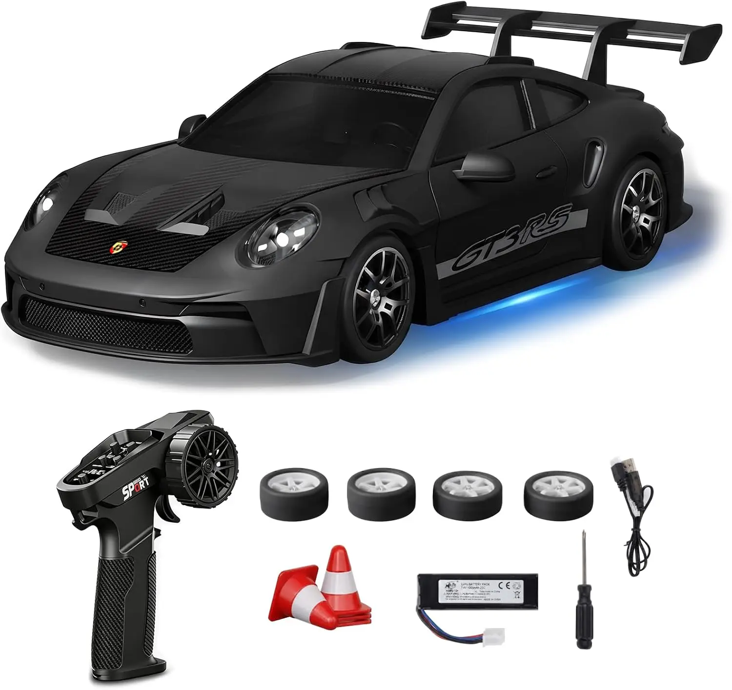 ARRIS 1:24 RC Drift Car 4WD with Gyro, LED Lights & Full Proportional Control | Mini Racing Car for Indoor Drift Fun ARRIS 1:24 RC Drift Car 4WD with Gyro, LED Lights & Full Proportional Control | Mini Racing Car for Indoor Drift Fun