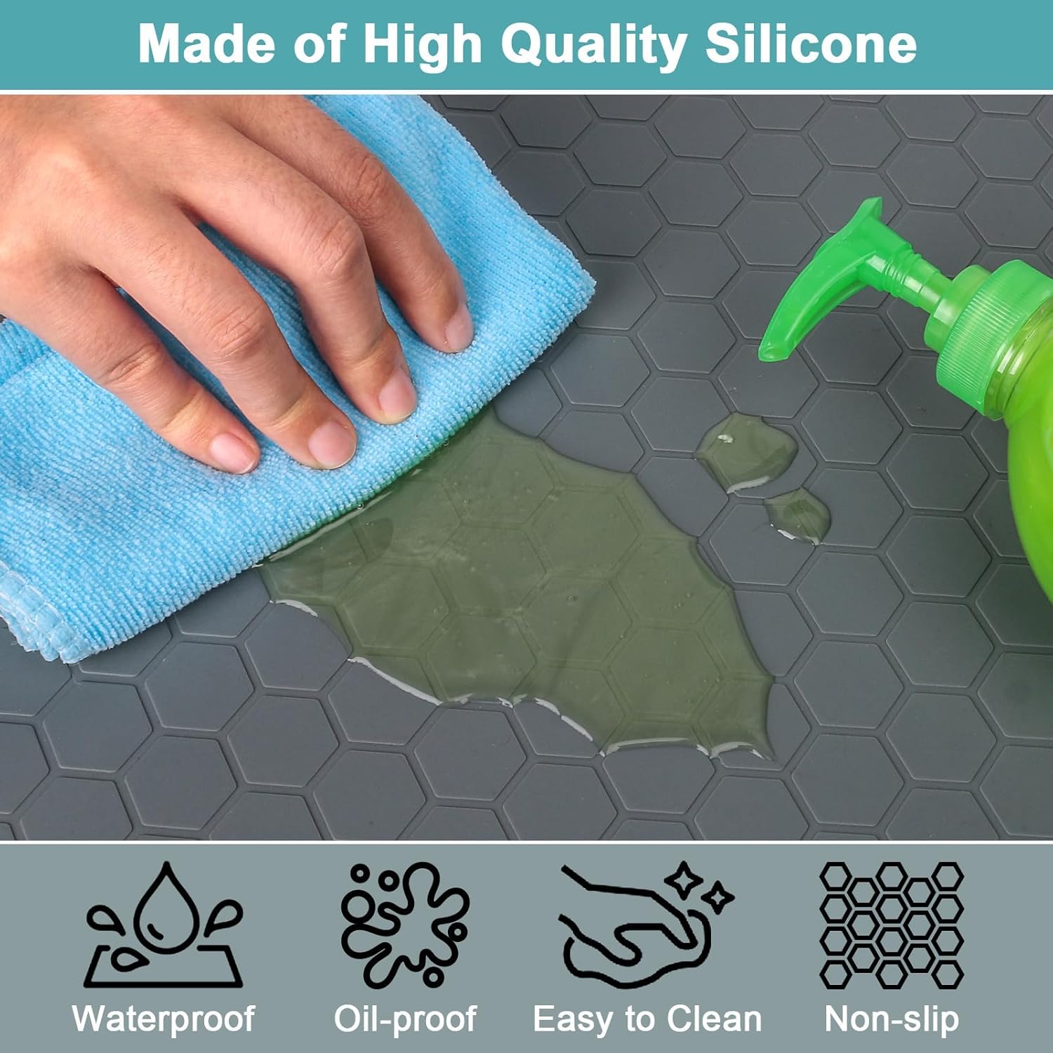 Under Sink Mats for Kitchen ,  Under Kitchen Sink Mats and Protectors for 34" x 22" Cabinets, Under Sink Tray Organizer, Shelf Liners Cabinet Liner for Kitchen and Bathroom, Gray