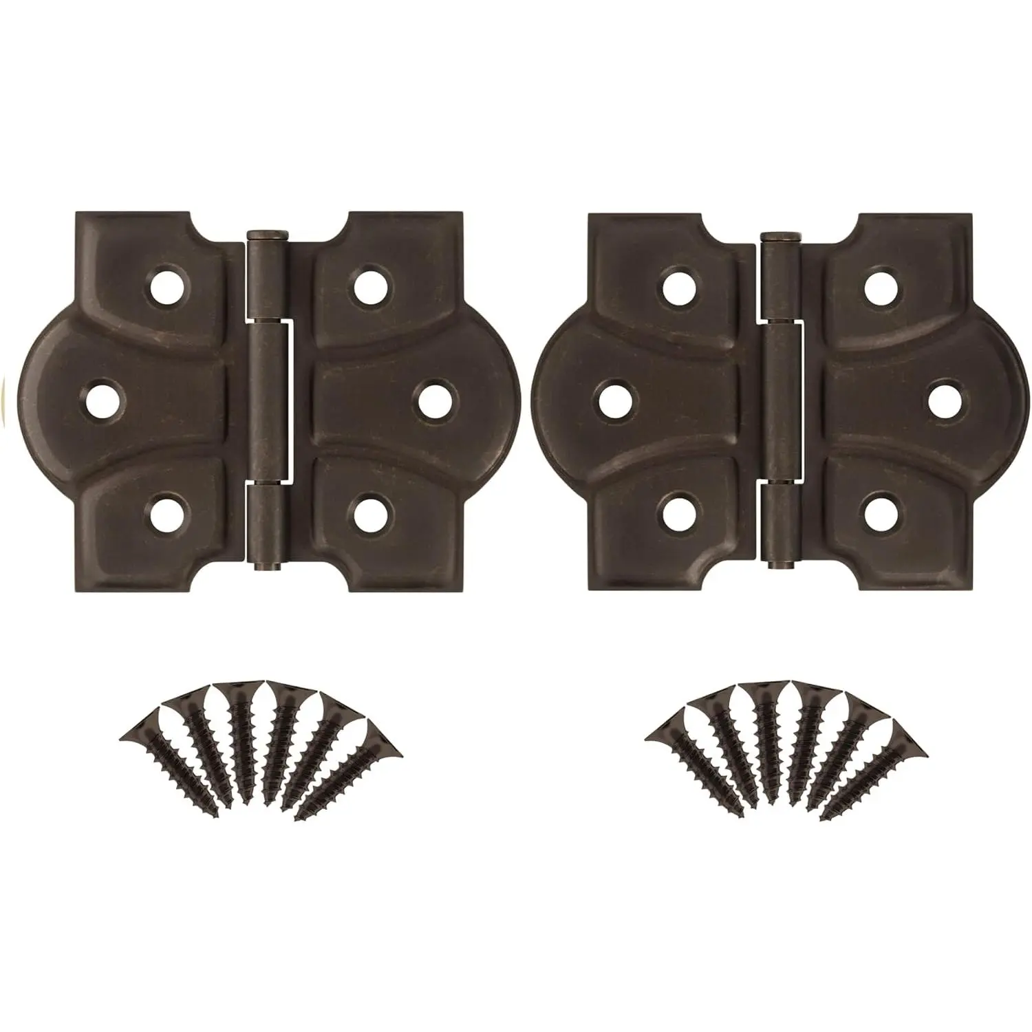 Antique Brass Butterfly Hinges with Removable Pin - Pack of 2 - Surface Mount Cabinet Door Hinges - UA-261-HAB (1)
