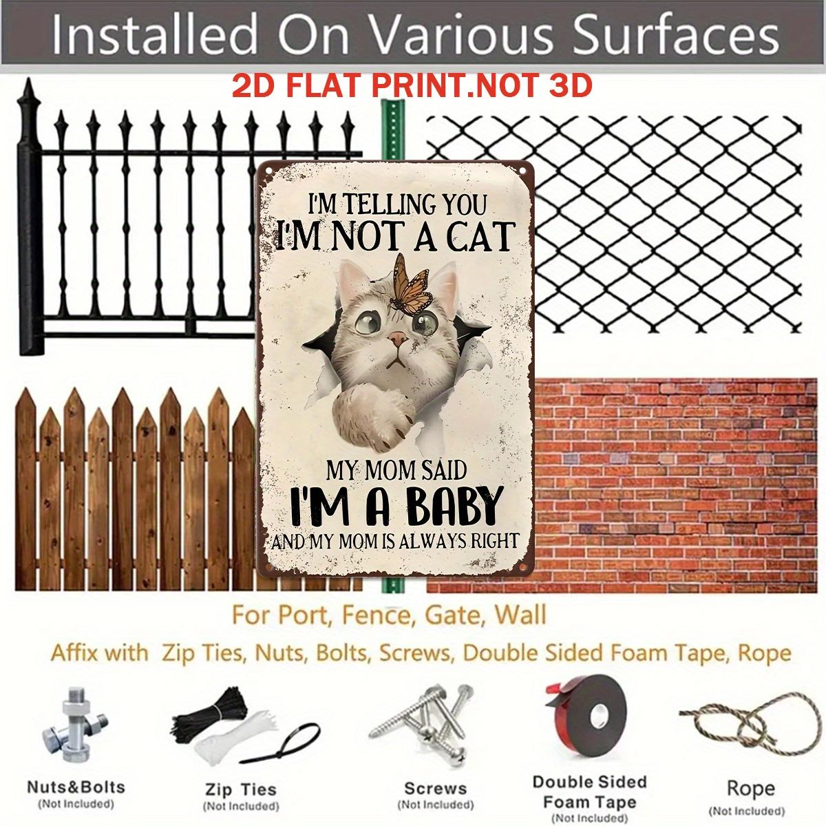【20*30cm/8*12inch】2D Flat, 2D Modern Wall Art Decoration, Humorous Posters for Kitten Art Gifts, Metal Painted Fun Logos, Vintage Farmhouse Iron Plate Paintings, Suitable for Bedrooms, Living Rooms, Gardens, Bathrooms, Frameless Pre Drilled Installation 8