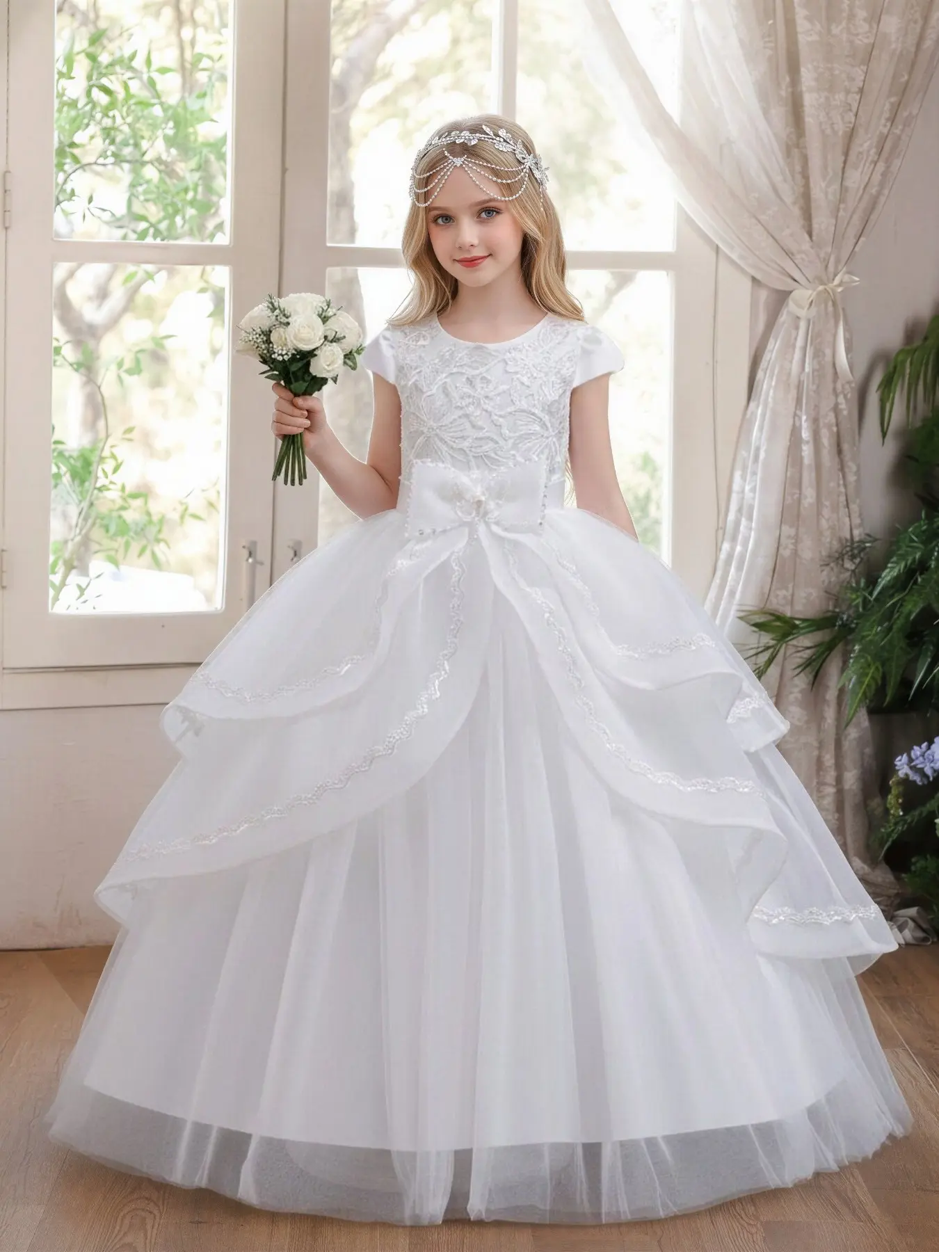 Princess Dress, High-End Satin Lace Formal Cute Maxi Dress, Perfect for Birthday, Fashion Show, Graduation, Holiday Celebrations