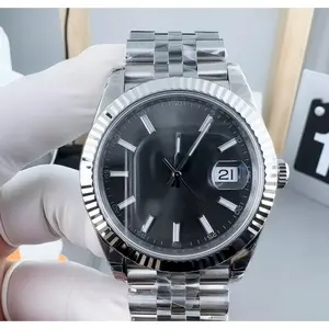 Polished Fluted Bezel Waterproof Gentleman Mechanical Watch