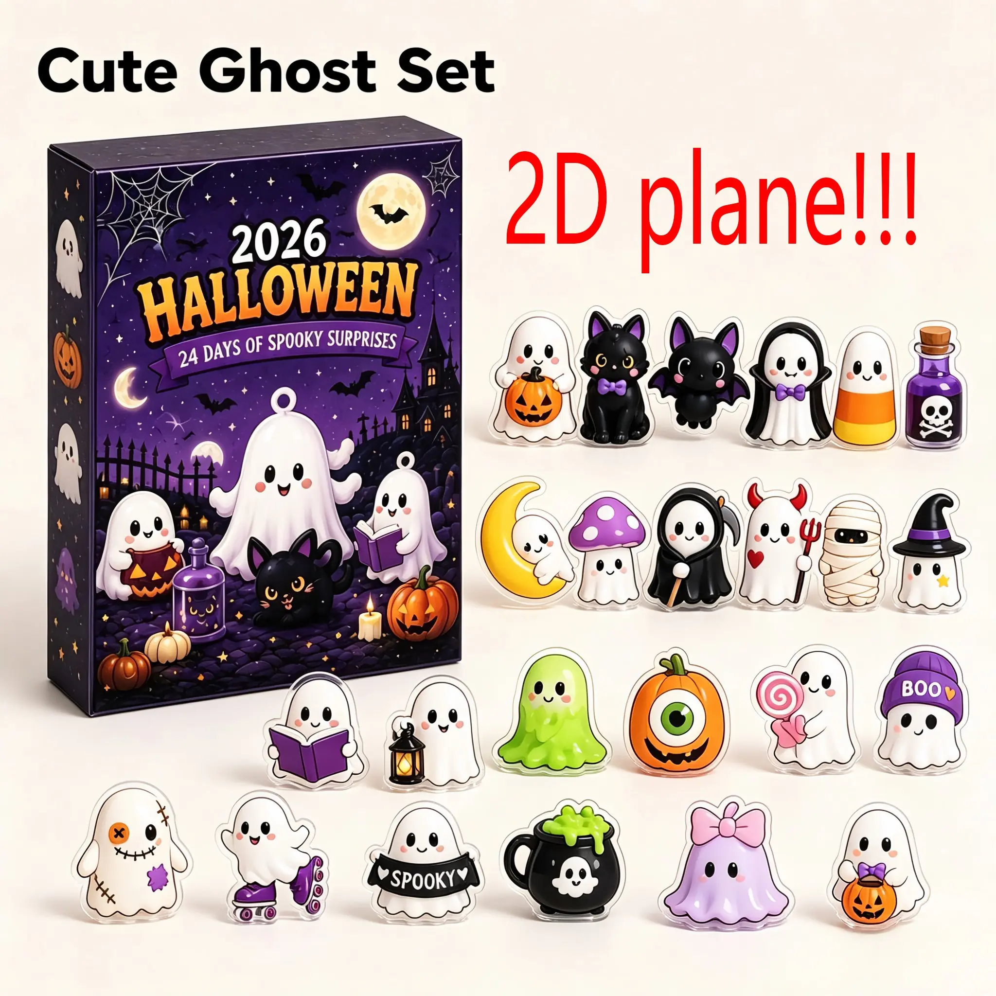 1st Halloween Countdown Calendar - Creative Party Gift Set, Halloween Gift for Friends - "2D Graphic Design, Acrylic Material"