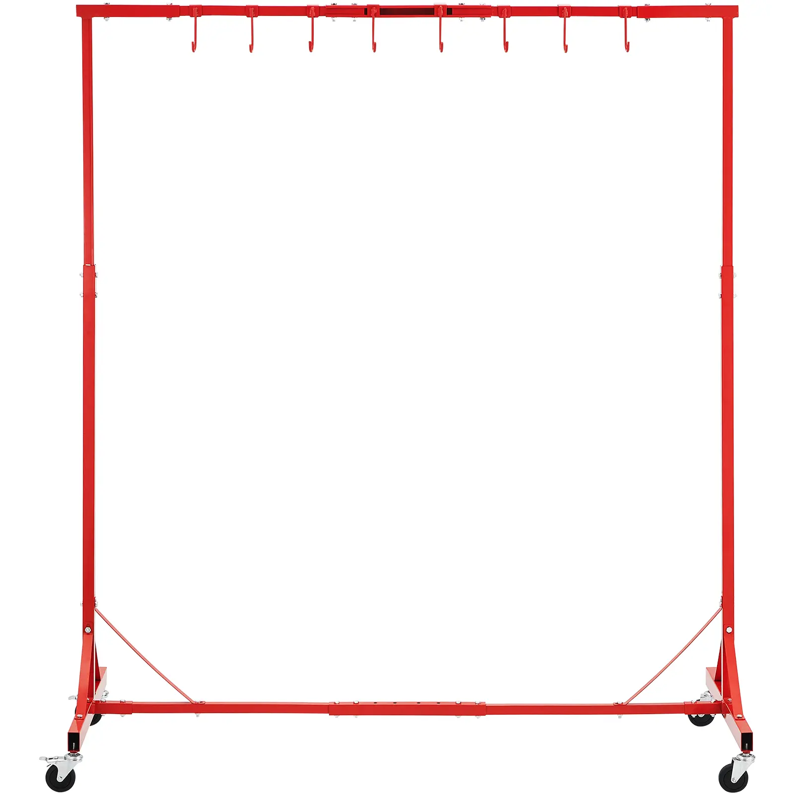 Painting Rack, 1500 -2000 mm Adjustable Height, 66 lbs Capacity Automotive Paint Rack Stand, 8 Hooks Painting Drying Rack with 4 Swiveling Wheels, Auto Body Stand for Auto Repair Shops & Garage