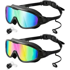 New large frame swimming goggles adult high definition anti-fog electroplated swimming glasses silicone anti-ultraviolet goggles