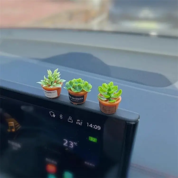 Mini  Ornament, Mini Succulent Dashboard Decor, Desktop Miniature Pottery Planter for  Interior Decoration (Succulent)