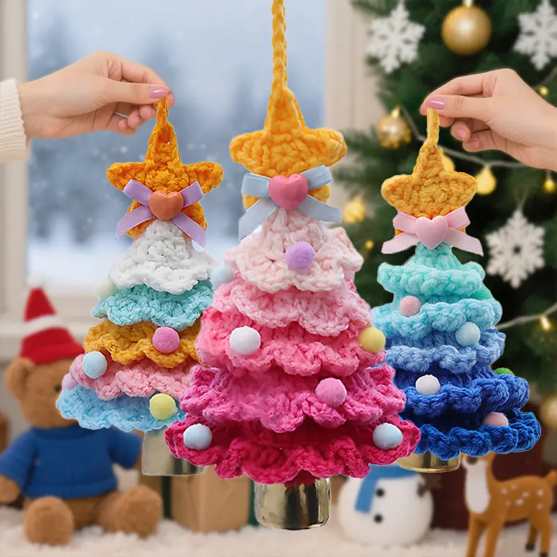 2026 New Crochet Christmas Ornaments Finished Yarn Christmas Tree Doll Decorations Holiday DIY Accessories For Outdoor Camping Festive Decor