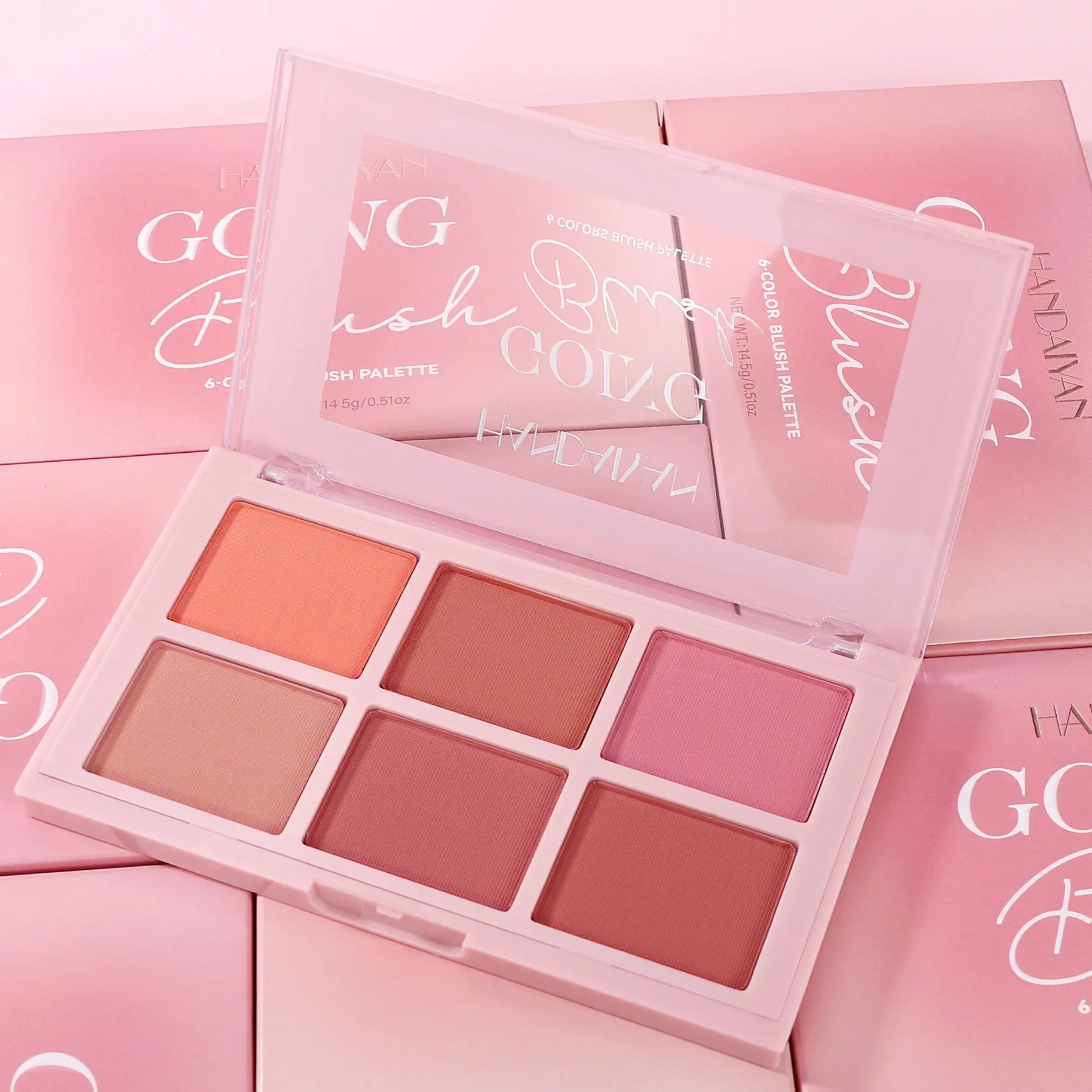 Matte Six-Color Blush Palette, Blush & Contour Matte Makeup Palette with Six Highly Pigmented Natural Shades, Glam Face Palette